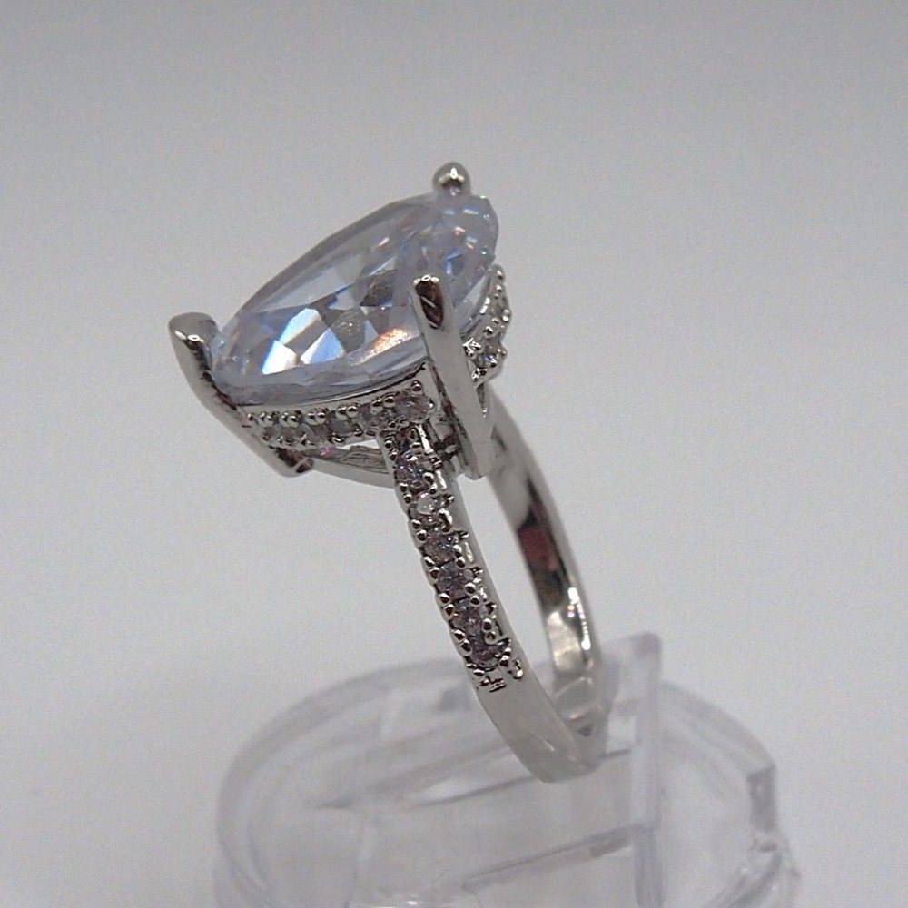 Stunning Large 5.00ctw Cubic Zirconia Heart Ring Solid 925 Sterling Silver - Picture 4 of 12